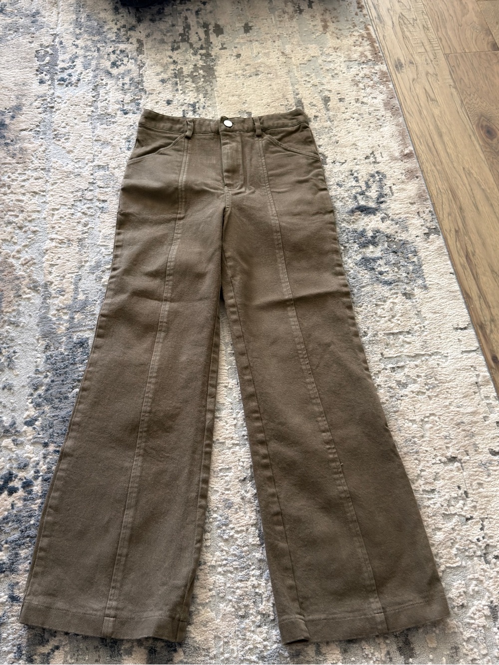 bohme Straight-Leg High-Rise Jeans in Olive Brown